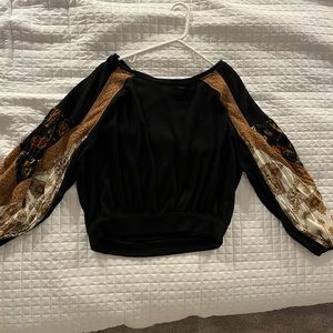 Free People Patrern Balloon Sleeve Shirt